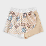 Kız Çocuk File Detaylı Şort Etek Somon