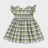 Kız Çocuk Ekose Desenli Elbise Beyaz