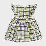 Kız Çocuk Ekose Desenli Elbise Beyaz
