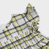 Kız Çocuk Ekose Desenli Elbise Beyaz