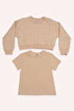 Kız Çocuk  Kedi Kapitoneli Sweatshirt       
