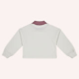 Kız Çocuk Yakalı Uzun Kollu T-Shirt Ekru