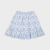 Kız Çocuk Çiçek Desenli, Volanlı Etek Mavi