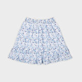 Kız Çocuk Çiçek Desenli, Volanlı Etek Mavi