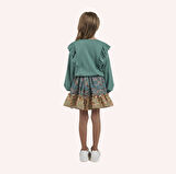 Kız Çocuk Beli Lastikli Bluz Yeşil