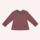 Kız Çocuk Bebe Yakalı T-Shirt Ekru