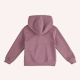 Kız Çocuk Baskı Detaylı Kapşonlu Sweatshirt Gül Kurusu