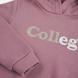 Kız Çocuk Baskı Detaylı Kapşonlu Sweatshirt Gül Kurusu