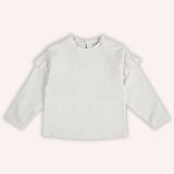 Kız Çocuk Nakışlı T-Shirt Ekru