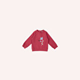 Kız Çocuk Nakış Detaylı Sweatshirt Kırmızı