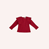 Kız Çocuk Kolları Fırfır Detaylı T-Shirt    