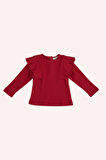 Kız Çocuk Kolları Fırfır Detaylı T-Shirt    
