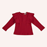 Kız Çocuk Kolları Fırfır Detaylı T-Shirt    