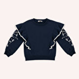 Kız Çocuk Nakışlı Sweatshirt Gül
