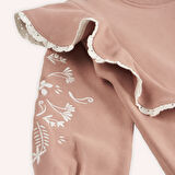 Kız Çocuk Nakışlı Sweatshirt Gül