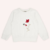 Kız Çocuk Nakış Detaylı Sweatshirt Kırmızı