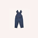 Kız Çocuk Nakış Detaylı Denim Salopet Mavi