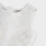 Kız Çocuk Kalp Desenli Parti Elbisesi Beyaz