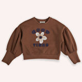 Kız Çocuk Nakışlı Sweatshirt Camel