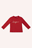 Kız Çocuk Yuvarlak Yakalı, Uzun Kollu T-Shirt Kırmızı