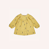 Kız Çocuk Desenli Müslin Elbise Hardal