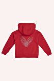 Kız Çocuk Kapşonlu Sweatshirt Kırmızı