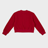 Kız Çocuk Dokulu Fermuarlı Sweatshirt Beyaz