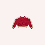Kız Çocuk Kolları Parça Detaylı Sweatshirt Kırmızı