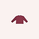 Kız Çocuk Yakası Fırfır Detaylı Sweatshirt Bordo