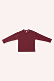 Kız Çocuk Yakası Fırfır Detaylı Sweatshirt Bordo