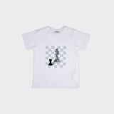 Erkek Çocuk Satranç Baskılı Pijama Üstü Beyaz