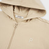 Erkek Çocuk Fermuarlı Sweatshirt Bej