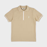 Erkek Çocuk Yakalı Kısa Kollu Pike T-Shirt Bej