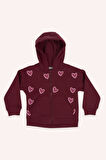 Kız Çocuk Kapşonlu Sweatshirt Bordo