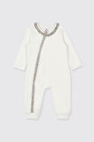 Kız Çocuk Biye Detaylı Tulum Beyaz