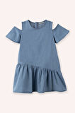 Kız Çocuk Denim Elbise Mavi