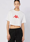 Kappa 38255DW-001 PARTE TEE Beyaz Yuvarlak Yaka Crop Düz Kadın T-Shirt