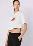 Kappa 38255DW-001 PARTE TEE Beyaz Yuvarlak Yaka Crop Düz Kadın T-Shirt