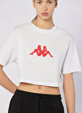 Kappa 38255DW-001 PARTE TEE Beyaz Yuvarlak Yaka Crop Düz Kadın T-Shirt