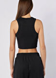 Kappa 38263BW-005 LEDA TANK Siyah Crop Düz Kadın Atlet