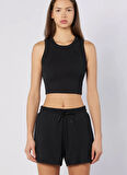 Kappa 38263BW-005 LEDA TANK Siyah Crop Düz Kadın Atlet