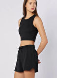 Kappa 38263BW-005 LEDA TANK Siyah Crop Düz Kadın Atlet