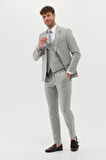 Erkek Ekstra Slim Fit Yelekli Takım Elbise - Gri | 56