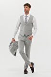 Erkek Ekstra Slim Fit Yelekli Takım Elbise - Gri | 56