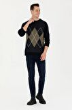 G081GL0TK 1678171 PAMEL U.S. Polo Assn. Erkek Kazak Lacivert