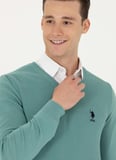 U.S. Polo Assn. V Yaka Slim Fit Mint Erkek Kazak TCDUNI-BSK23