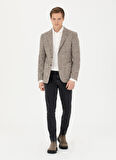 Cacharel Slim Fit Bej Erkek Ekose Ceket ARISA