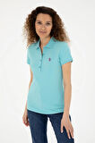 Kadın Mint Basic Polo Yaka Tişört