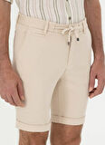 Cacharel Normal Bel Regular Fit Bej Erkek Bermuda Şort MIAR