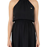 Kadın Koyu Midi Boy Dokuma Elbise